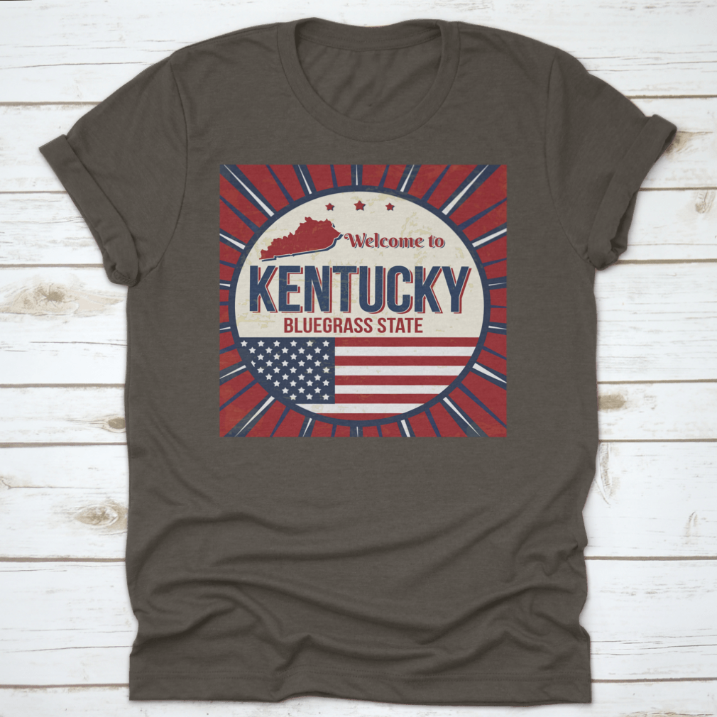 A comfortable t-shirt featuring a detailed map of Kentucky, showcasing the Bluegrass State with vibrant colors and quality fabric.